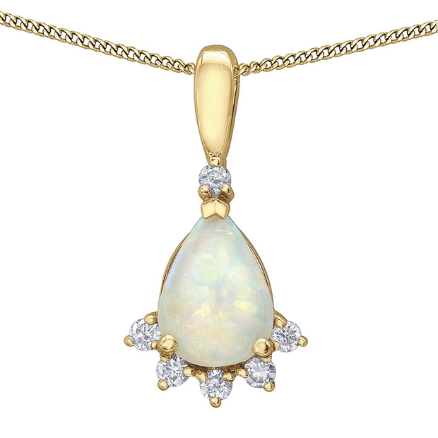 Pear-Shaped Opal and Diamond Pendant