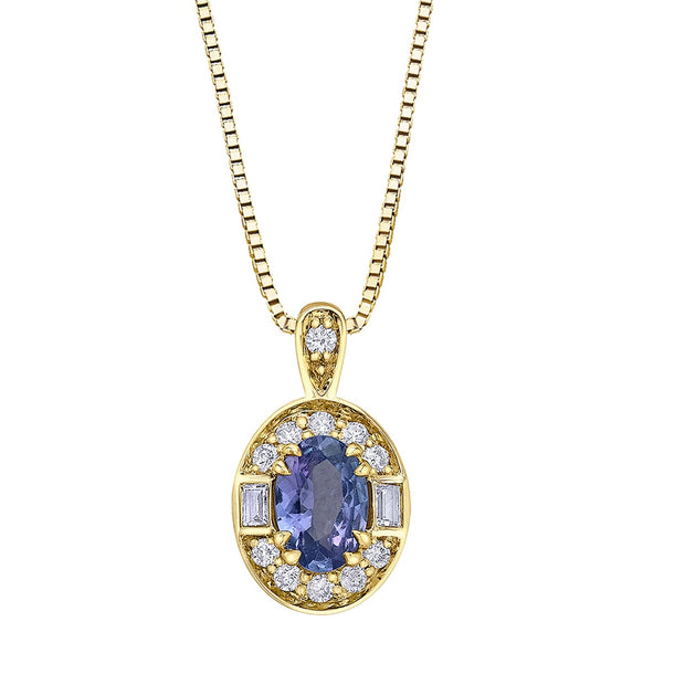 Tanzanite Pendant with Diamond and White Sapphire Halo