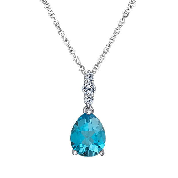 Blue Topaz and Canadian Diamond Pendant