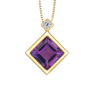 Amethyst and Canadian Princess Cut Diamond Pendant