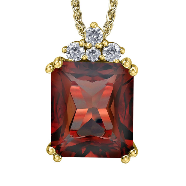 Radiant Cut Garnet Pendant with Canadian Diamonds