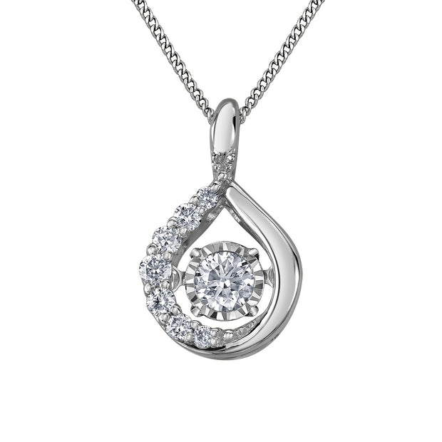 Pendentif Pulse accentué de diamants en or blanc