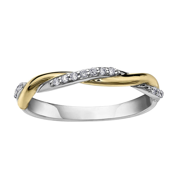 Two-Tone Gold and Diamond Twist Band