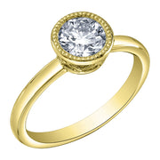 Round Canadian Diamond Bezel Solitaire Ring