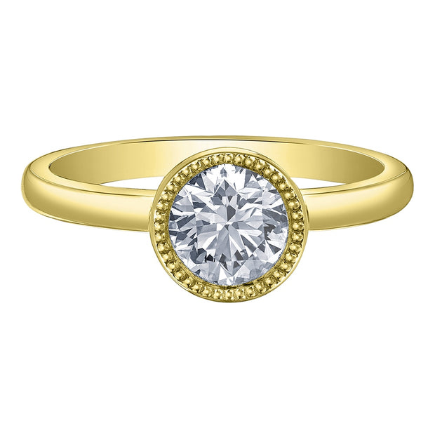 Round Canadian Diamond Bezel Solitaire Ring