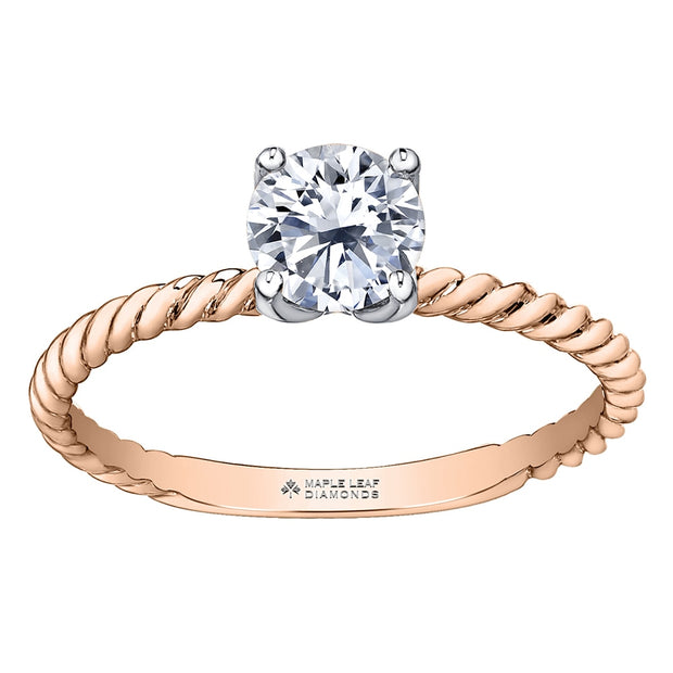 Twisted Round Canadian Diamond Solitaire Engagement Ring