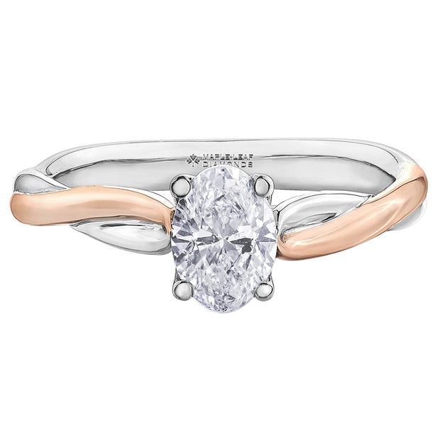 Bague solitaire unique avec diamant canadien ovale 