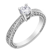 Canadian Diamond Solitaire Ring with Engraved Band