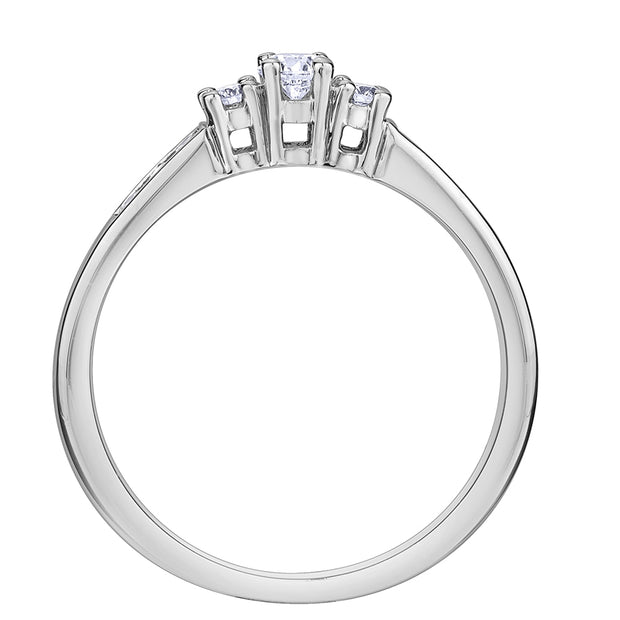 Three-Stone Diamond Ring with Channel Set Accents