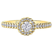 Round Canadian Diamond Engagement Ring with Bubble Detailing