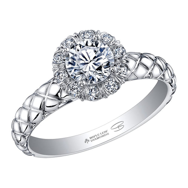 Canadian Diamond Winter Fur Halo Engagement Ring