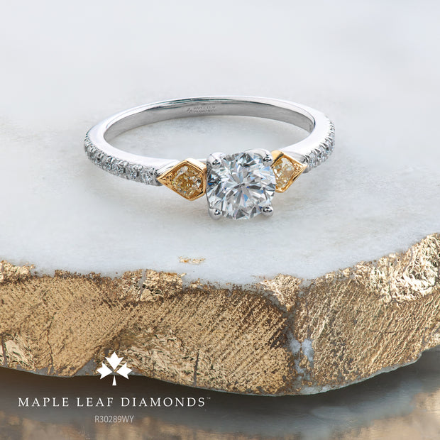 Canadian White and Fancy Yellow Diamond Engagement Ring
