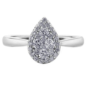 Pear-Shaped Diamond Cluster Ring
