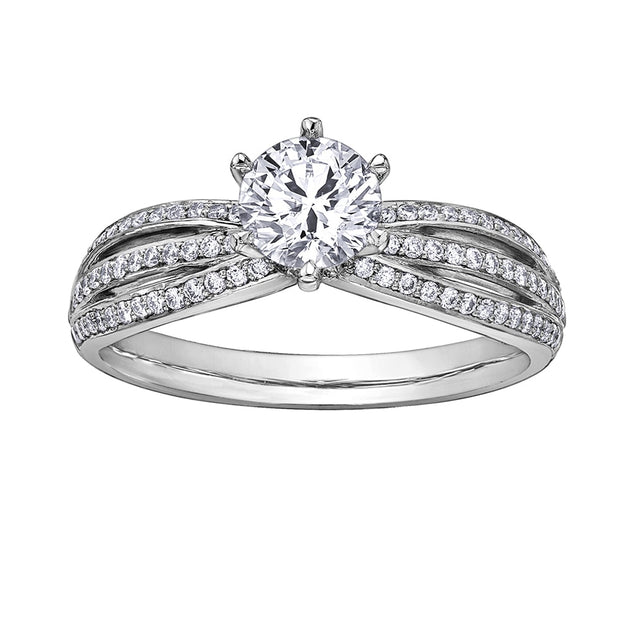Canadian Diamond Engagement Ring with Triple-Split Shank