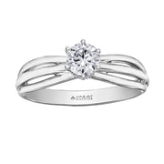 Round Canadian Diamond Solitaire Ring with Hidden Halo