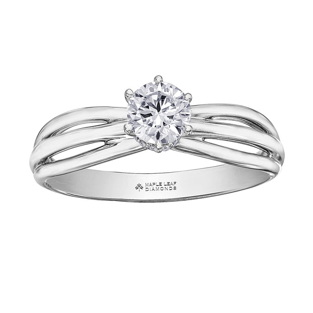 Round Canadian Diamond Solitaire Ring with Hidden Halo