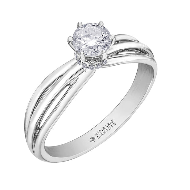 Round Canadian Diamond Solitaire Ring with Hidden Halo