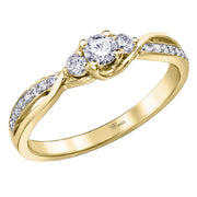 Canadian Accented Three-Stone Twist Diamond Ring