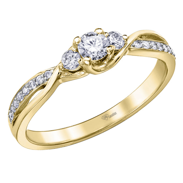 Canadian Accented Three-Stone Twist Diamond Ring