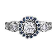 Vintage Frost Canadian Diamond and Sapphire Ring