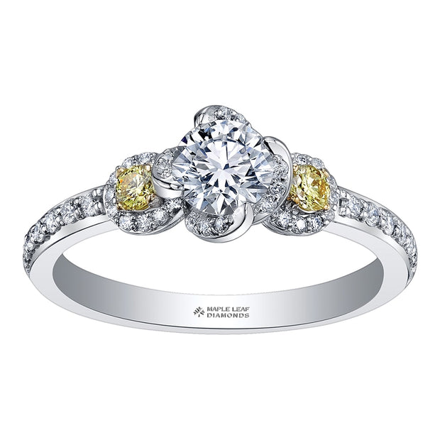 Wind's Embrace Ring with White and Fancy Yellow Canadian Diamonds