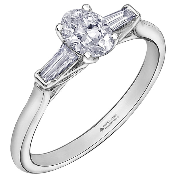 Canadian Oval Diamond Ring with Baguette Diamond Accents