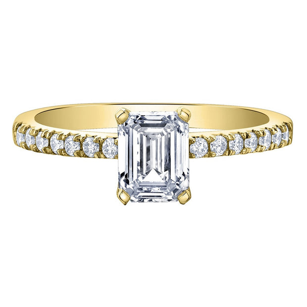 14K Yellow Gold Emerald Cut Canadian Diamond Engagement Ring