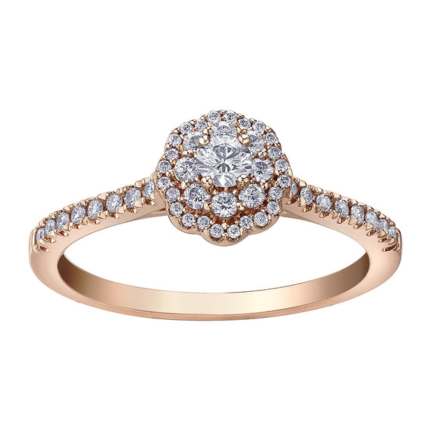 Canadian Diamond Ring with Floral Halo