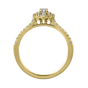 Bague en diamant canadien rond avec halo floral