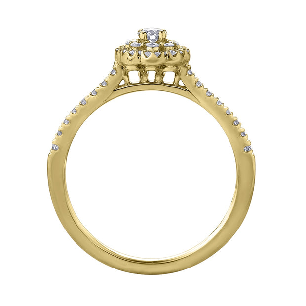 Bague en diamant canadien rond avec halo floral