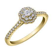 Bague en diamant canadien rond avec halo floral