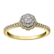 Bague en diamant canadien rond avec halo floral