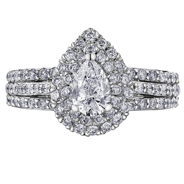 Triple Banded Canadian Pear-Shaped Diamond Ring