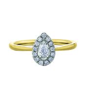 Pear Canadian Diamond Ring with Diamond Halo