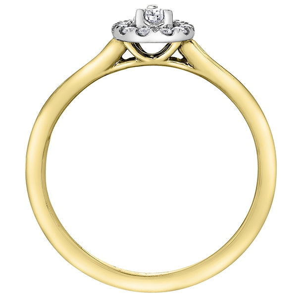 Pear Canadian Diamond Ring with Diamond Halo