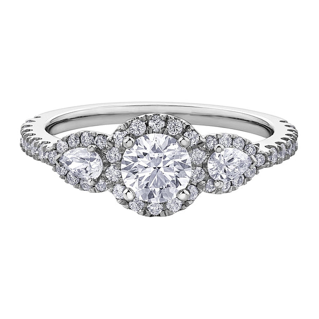 Round and Pear Canadian Diamond Engagement Ring