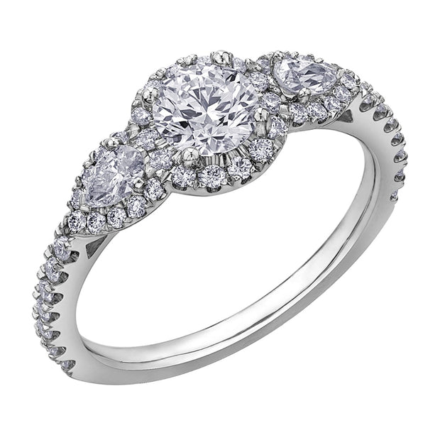 Round and Pear Canadian Diamond Engagement Ring