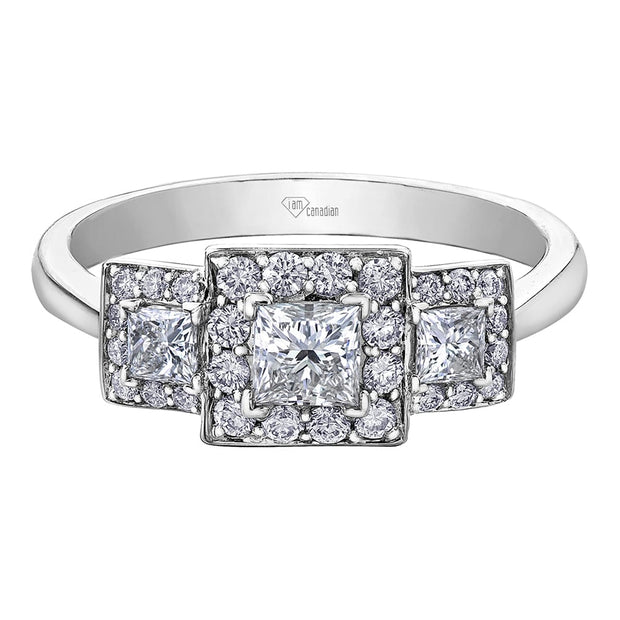 Princess Cut Canadian Diamond Three-Stone Ring