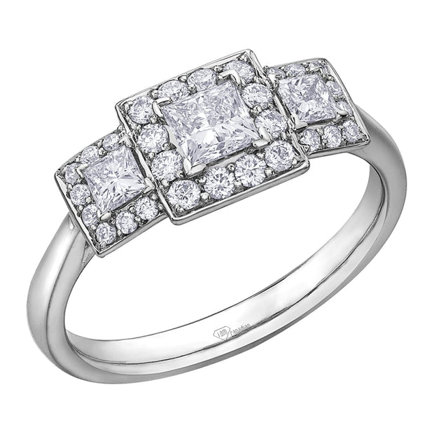 Princess Cut Canadian Diamond Three-Stone Ring