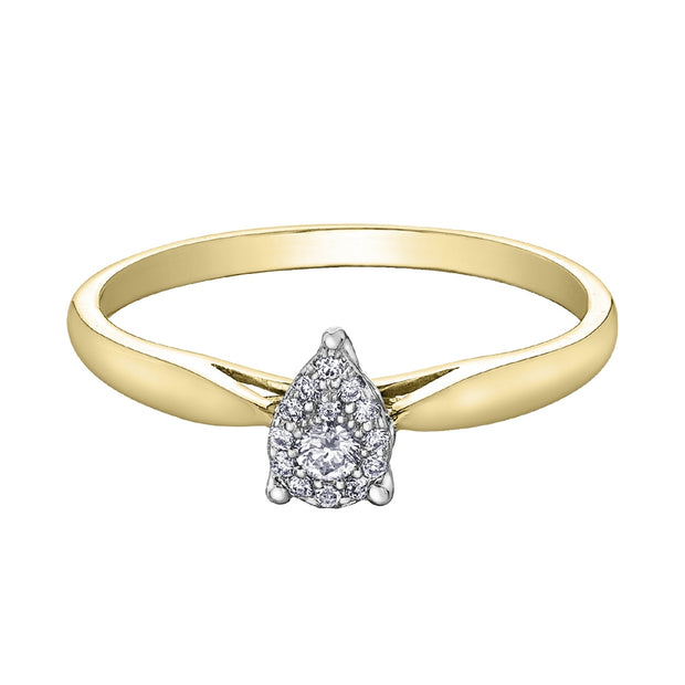 Bague en grappe de diamants en forme de poire 