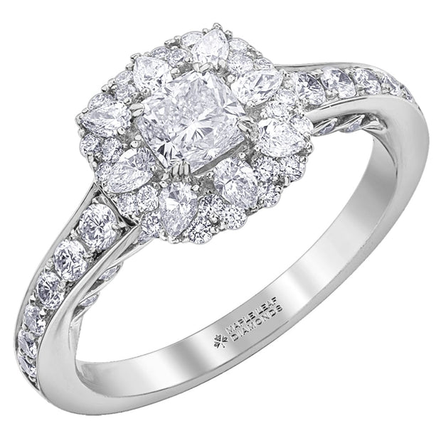 Cushion Cut Canadian Diamond Ring with Unique Detailing
