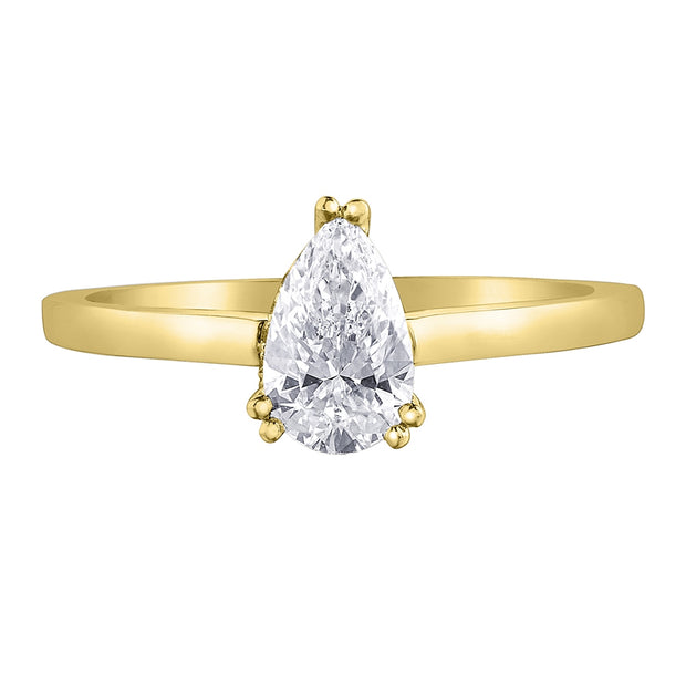 Canadian Pear-Shaped Diamond Ring with Hidden Halo