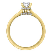 Canadian Pear-Shaped Diamond Ring with Hidden Halo