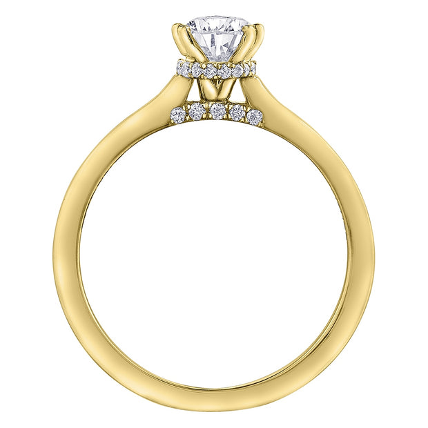 Canadian Pear-Shaped Diamond Ring with Hidden Halo