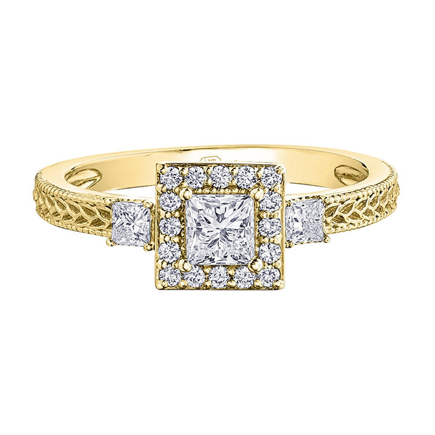 Princess Cut Canadian Diamond Ring with Milgrain