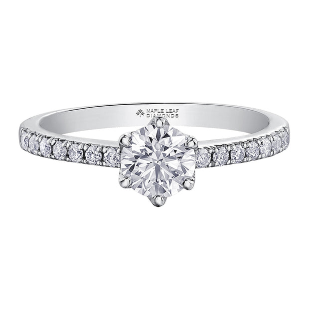 Round Canadian Diamond Ring With Six-Claw Setting