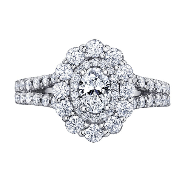Oval Canadian Diamond Ring with Double Halo