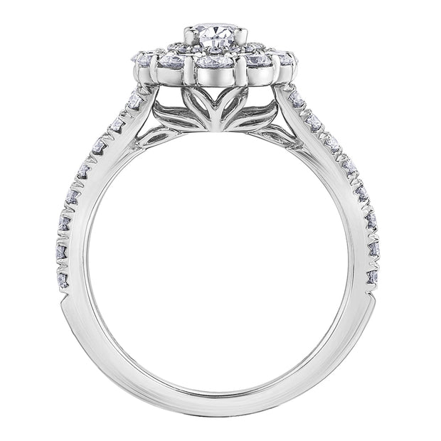 Oval Canadian Diamond Ring with Double Halo