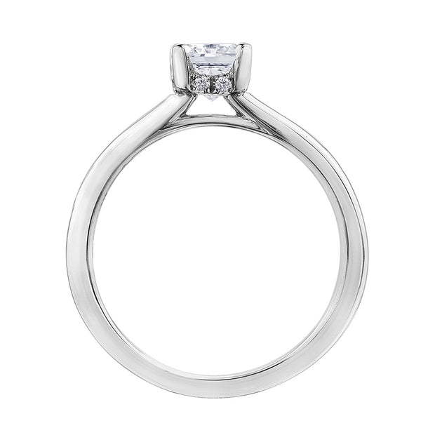 Cushion Canadian Diamond Solitaire Ring with Hidden Halo