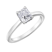 Cushion Canadian Diamond Solitaire Ring with Hidden Halo